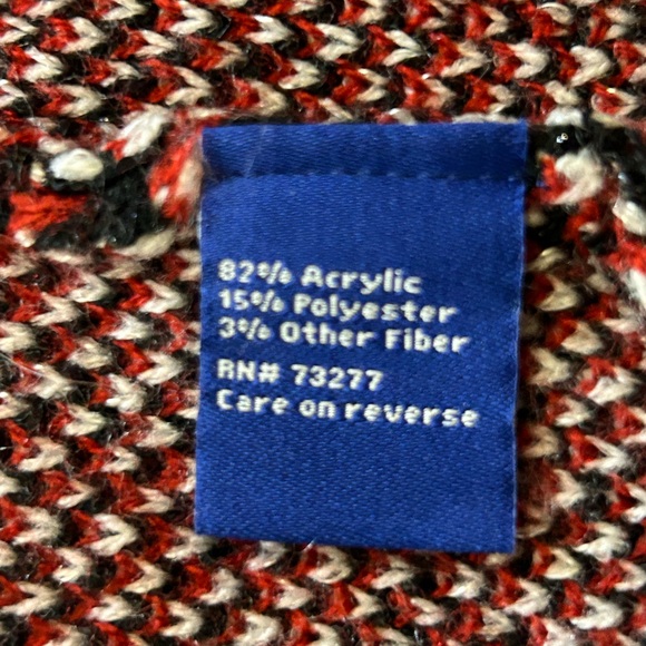 NEW with TAGS Women’s Apt.9 Long Sleeve Size L cardigan sweater Black/Red//White - Picture 6 of 8